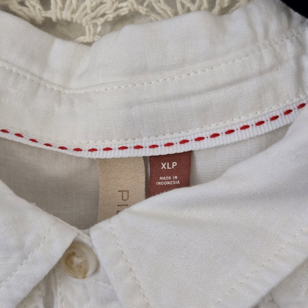 Anthropologie Pilcro Ruffled Placket Shirt Off-White Size Large - Picture 6 of 10